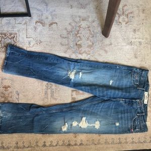 Low rise boyfriend jeans crop